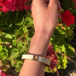 Kate Spade Gold and White Hinged Bangle Bracelet